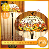 INPHIC-復古鬱金香客廳臥室書房歐式田園彩色玻璃鄉村落地燈-IANI002104A